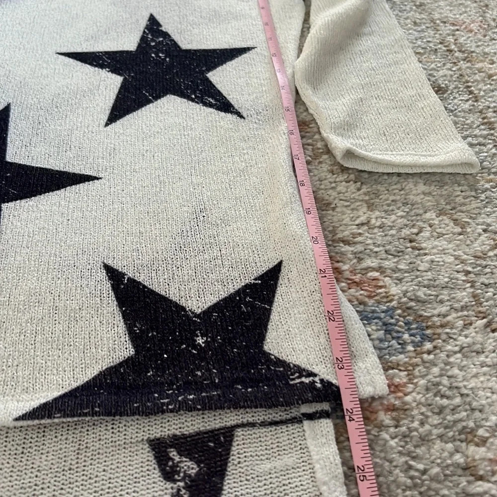 Star Print Long Sleeve Sweater Top Memorial Day 4th of July Starry Oversized - Picture 8 of 11